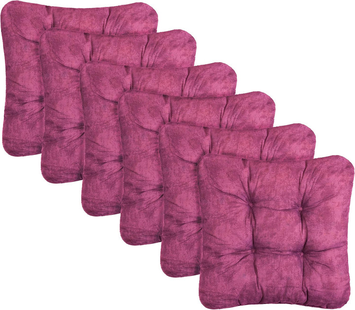 Brandsseller Kissen-Set Sitzkissen Dekokissen Stuhlkissen Zierkissen Stuhlauflage (6er-Set, Beere) 6