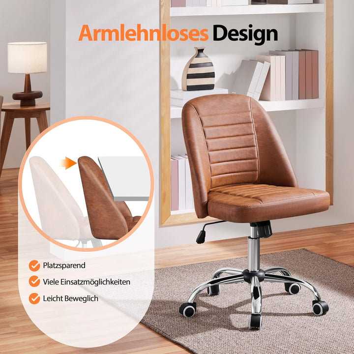 Yaheetech Bürostuhl ohne Armlehne Schreibtischstuhl Drehstuhl mit Rollen ergonomischer Schreibtischs