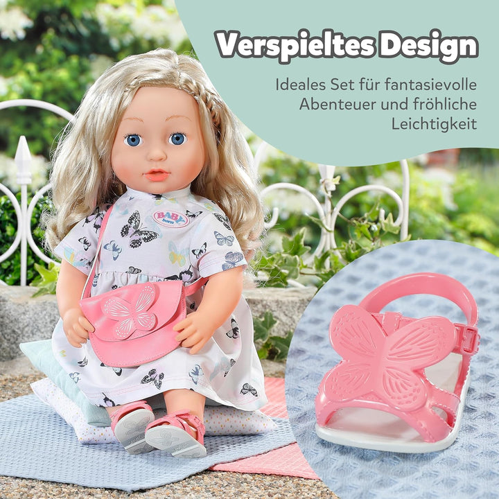 BABY Born Schmetterlingskleid - Puppenkleid mit Tasche &amp; Schuhe - Hochwertiges Puppenzubehör - Für P