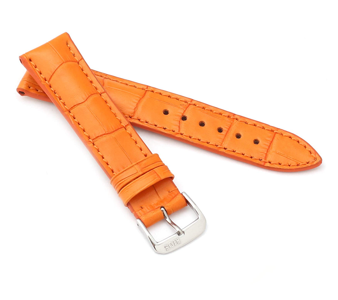 RIOS1931 Unisex Uhrenarmband Alligator Style Modell Louisiana 18 mm Orange, Orange