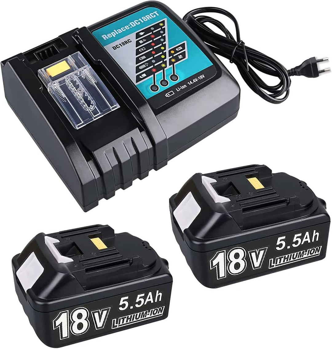 Replacement Battery for Makita Battery 18 V 2 x 18 V 5500 mAh Replacement Battery for Makita 18 V Ba