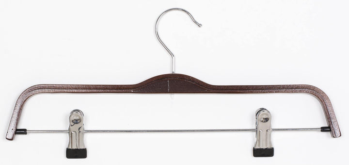 Schichtholzbügel mit Klammersteg | 37 cm, braun, lackiert , drehbarer Haken, verschiebbare Klammern