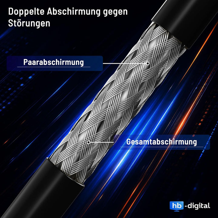 HB-DIGITAL 25m Cat 7 Verlegekabel Outdoor schwarz AWG23/1 PE S/FTP doppelt geschirmt PIMF Reines Kup