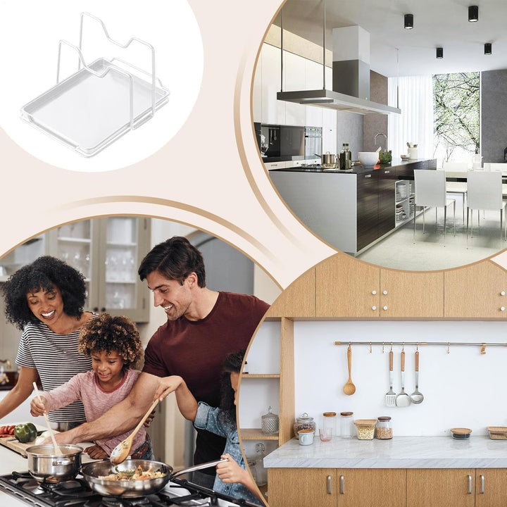 Pot Lid Organizer, Plates Rack Stand, 7.48x6.22x5.12 Inches Rustproof Shelf Holder, Space Saving Kit