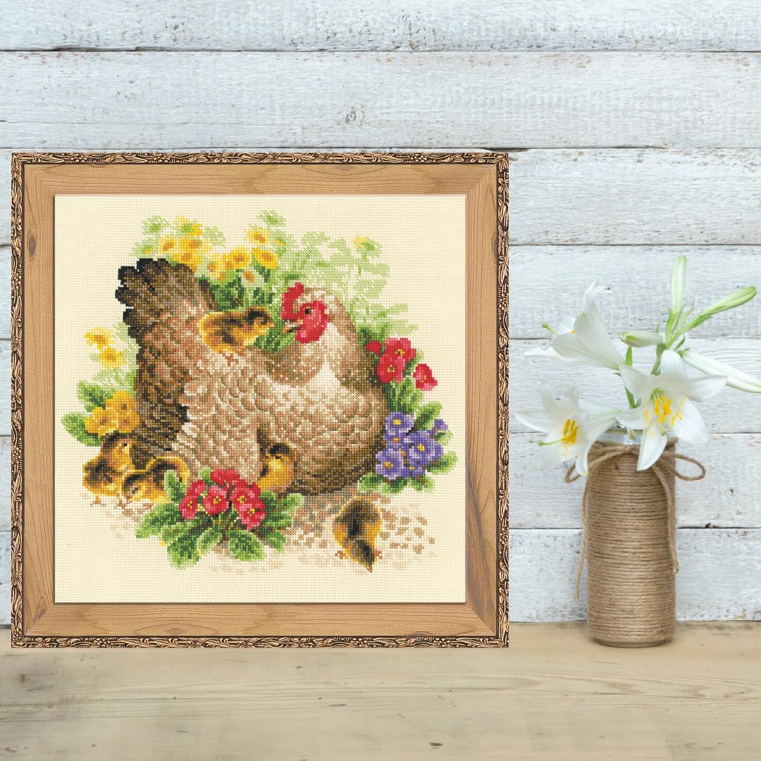 Riolis Stickbild-Set, Motiv Huhn, Kreuzstich
