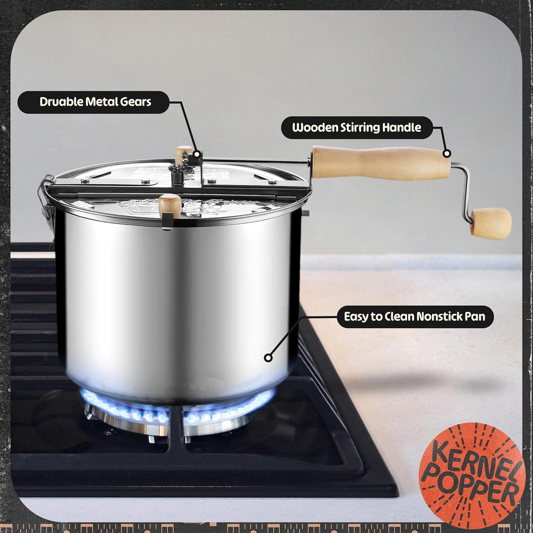 Great Northern Popcorn Original Edelstahl Herdplatte 6–1/2-quart Popcorn Popper