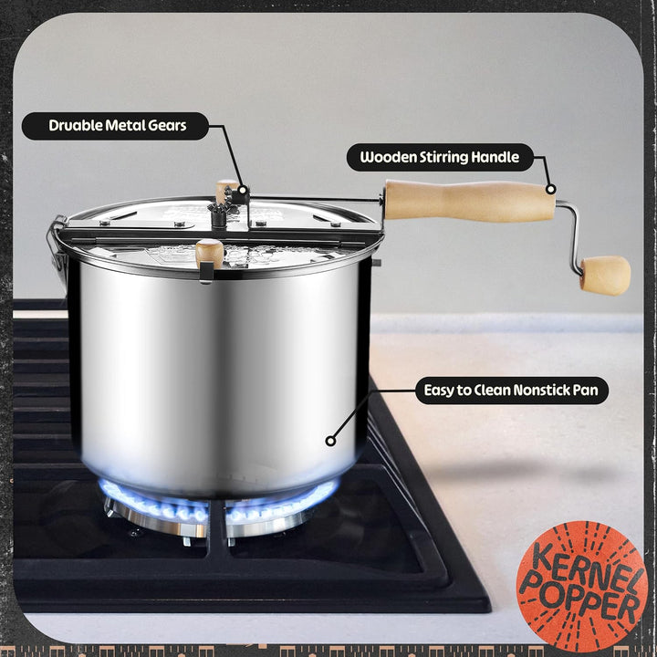 Great Northern Popcorn Original Edelstahl Herdplatte 6–1/2-quart Popcorn Popper