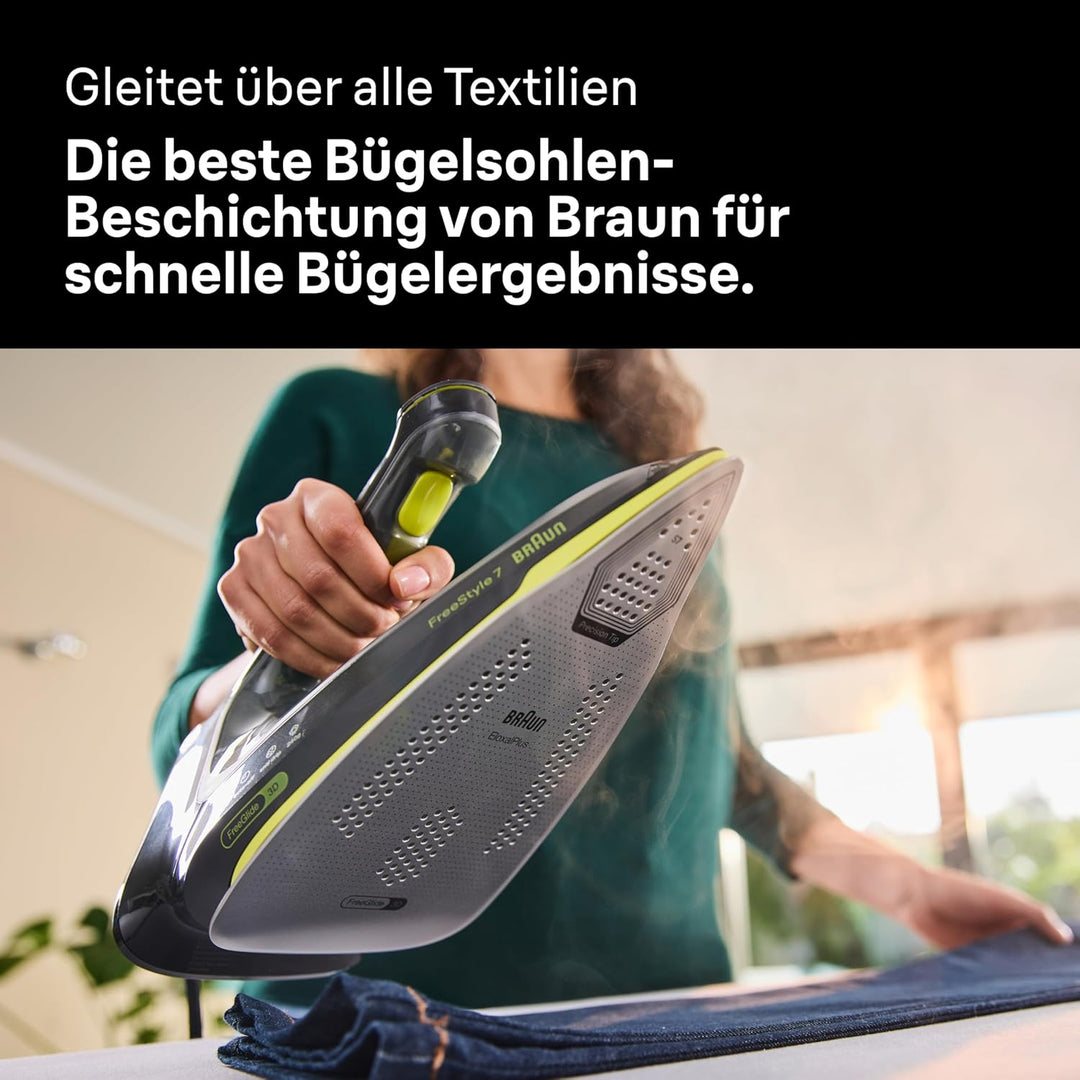 Braun FreeStyle 7 – Dampfbügeleisen mit ergonischem Griffdesign, Bügelergebnisse wie mit einer Dampf