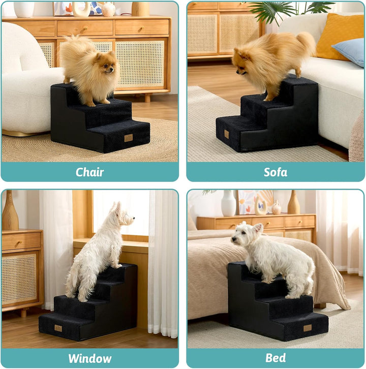COZY KISS Hundetreppe für Kleine Hunde, 3 Stufen Haustiertreppe für Bett Couch Auto, 35cm Hoch Hochd