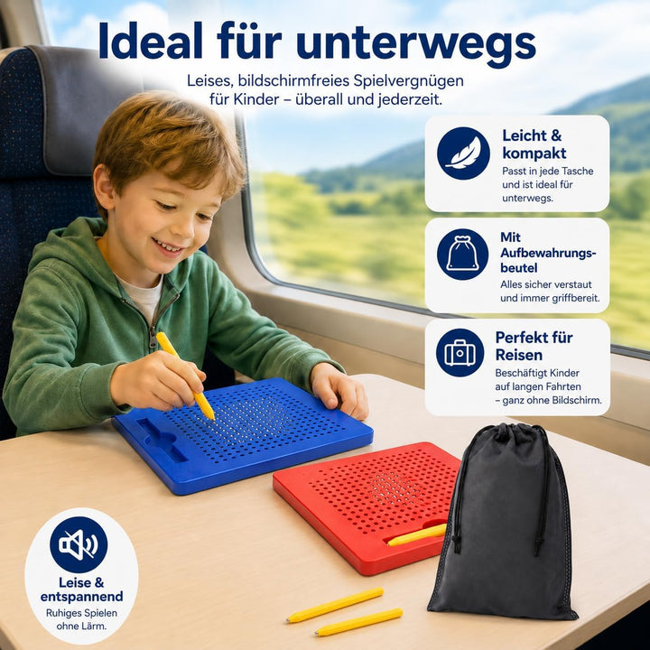 2 Stück Magnetische Zeichentafel, Stahlkugel Magnetspiel mit magnetischem Stift, Zaubertafel, Pädago