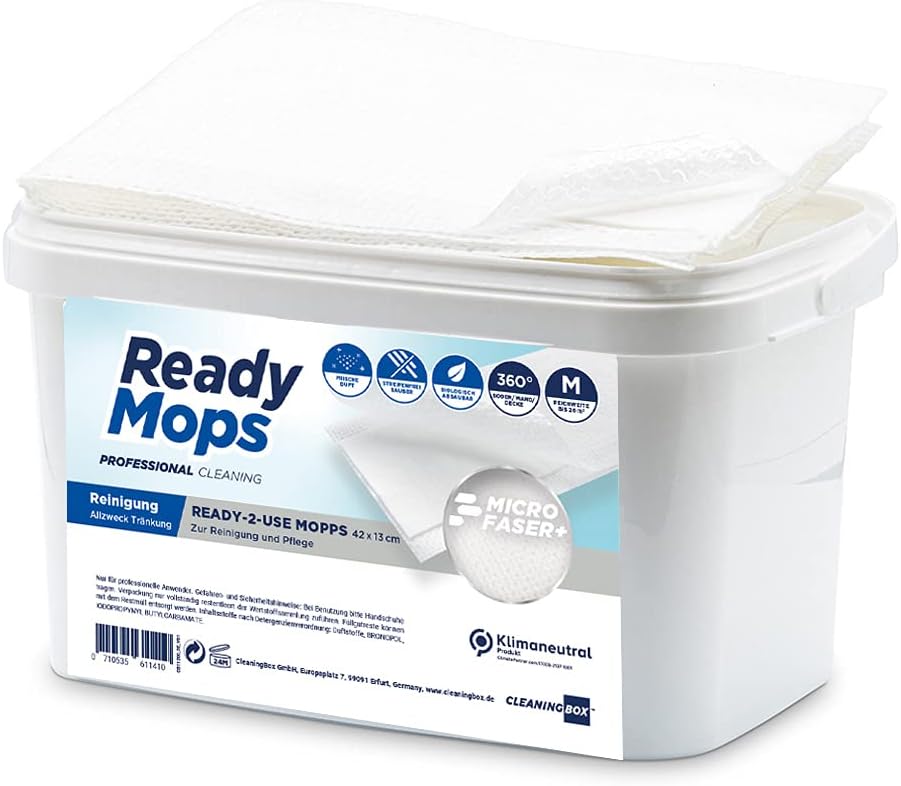 CleaningBox® Feuchte 5-in-1 ReadyMops Reinigungsmopps Bodenwischtücher mit Allzweckreiniger (ohne Wi
