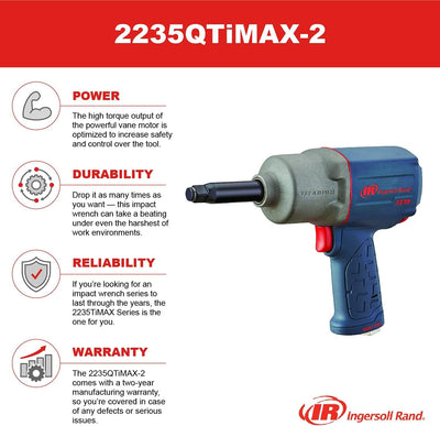 Ingersoll-Rand Druckluft Schlagschrauber 2235QTiMAX-2, 1/2" Leiser Titan, mit verlängertem Amboss fü