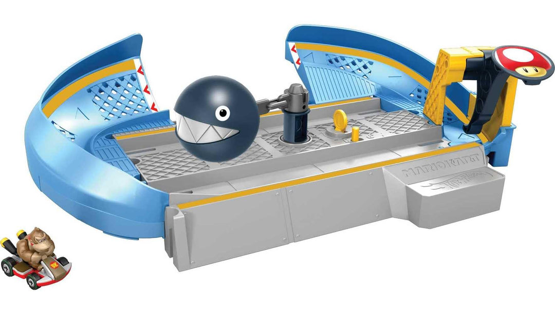 Hot Wheels Mario Kart Kettenhunde Trackset Rennbahn, Inkl. EIN Donkey Kong
