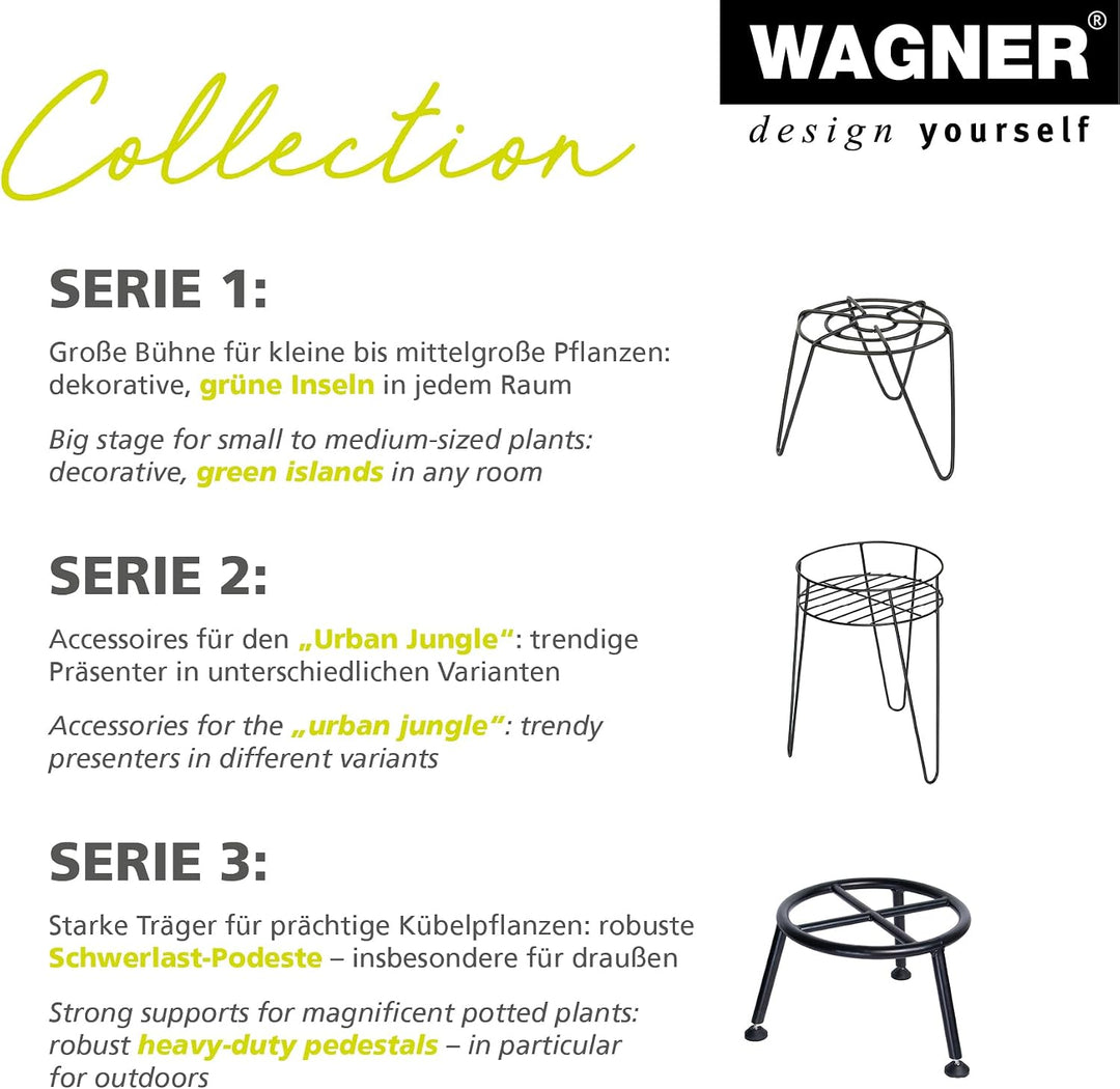 WAGNER Pflanzenständer - HAIRPIN STYLE - Ø 34 x 20 cm, für Aussenbereich + Innenbereich, Blumenständ