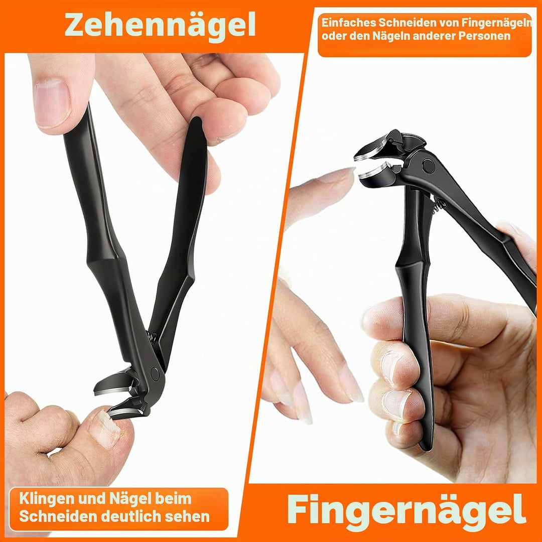 Winkelkopf Nagelknipser für Senioren - DRMODE Ergonomischer Nagelknipser Fussnägel mit Auffangbehält