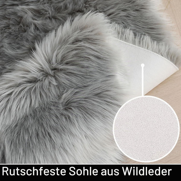 HARESLE Longhair Fell Teppich Waschbar Teppich,Soft Area Rug Schlafzimmer Kunstfell Shaggy Teppich(G