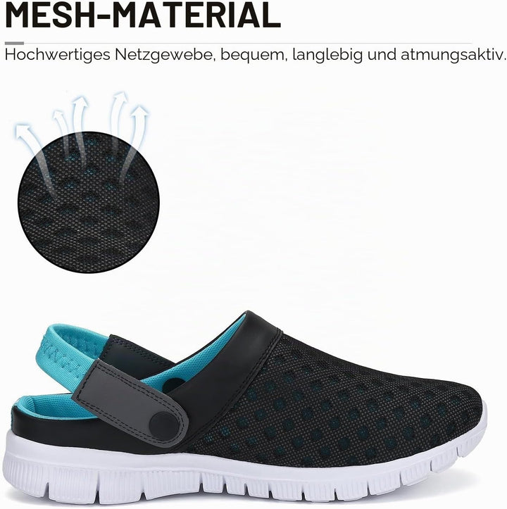 SAGUARO Sommer Unisex Clogs Hausschuhe Mesh Atmungsaktiv Gartenschuhe Gr. 36-48 38 EU Blau, 38 EU Bl