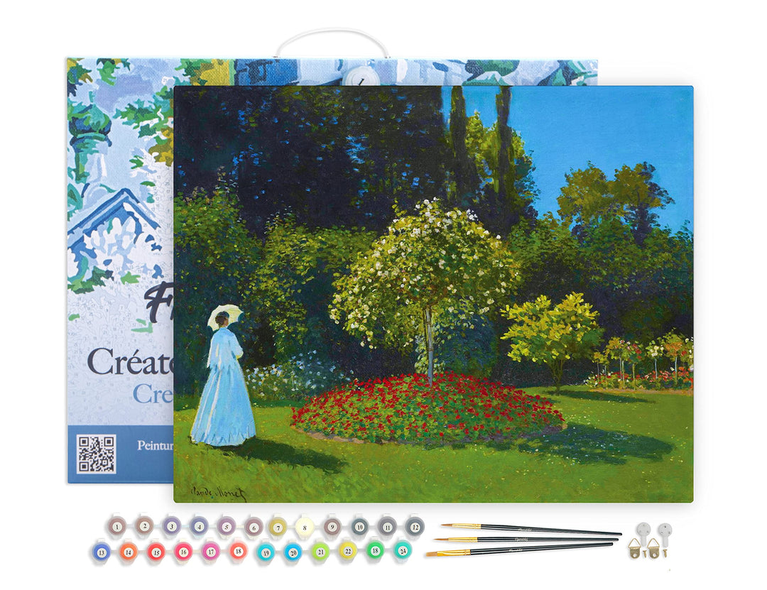Figured'Art Malen Nach Zahlen Erwachsene Mit Rahmen Frau im Garten - Monet - Paint by Numbers Bastel