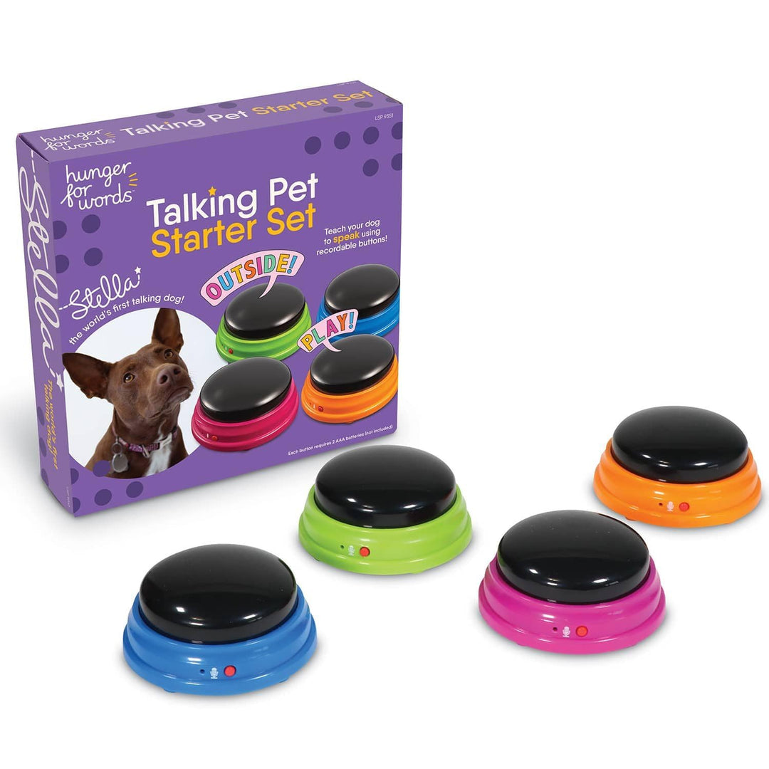 Hunger for Words Talking Pet Starter-Set, aufnahmefähige Tasten für Hunde, Hunde-Sprechtasten, bring