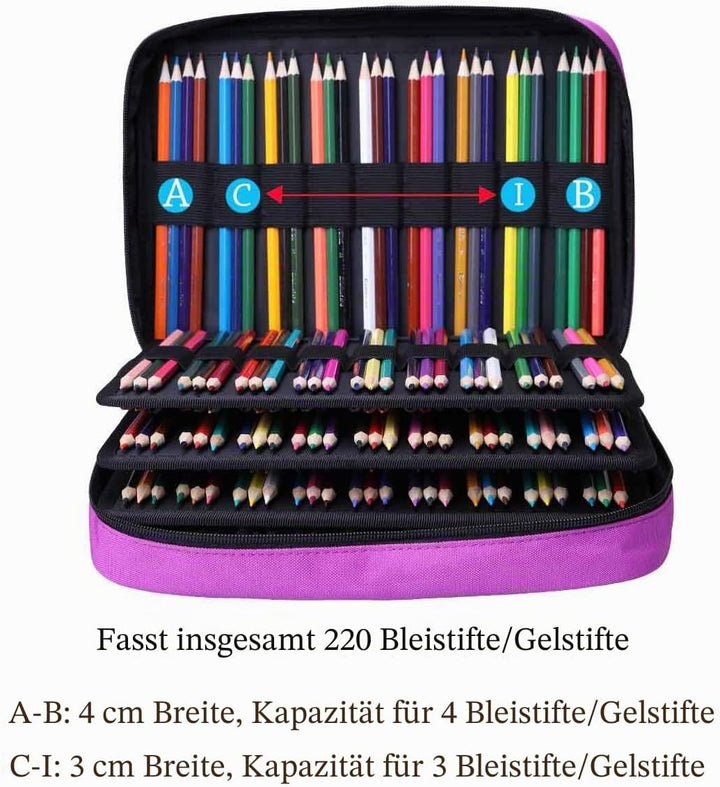 JAKAGO Grosse Federmäppchen XXL mit 220 Schlitze Stifte Aufbewahrung, Wasserdichtes Stiftetasche für