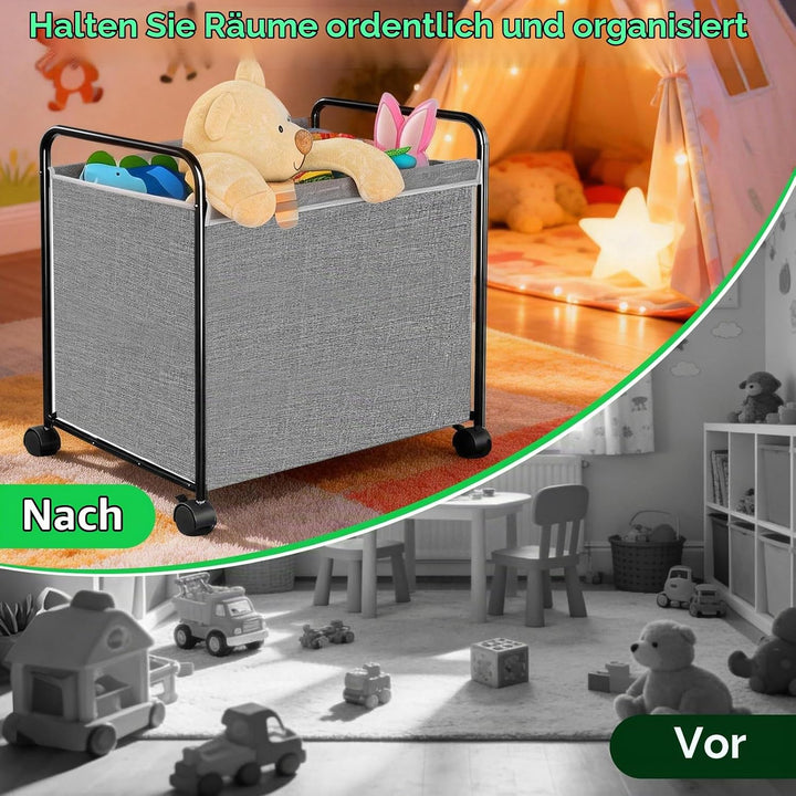 Aufbewahrungskiste für Spielzeug mit 360° Drehbaren Rädern, 118L Aufbewahrungskorb Kinder Spielzeugk