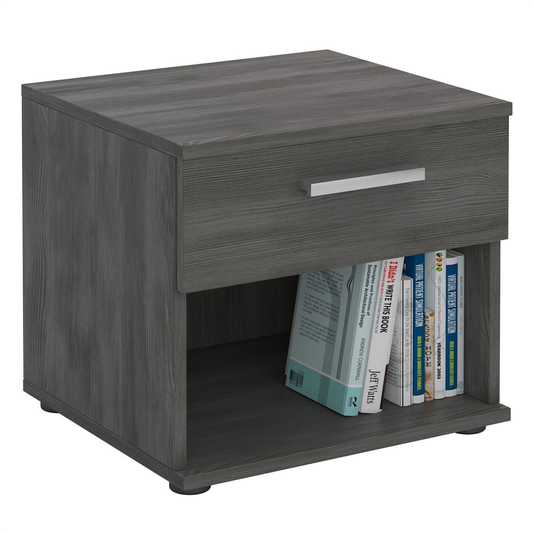 CARO-Möbel Nachttisch Nachtschrank Nachtkommode Mary esche grau, 42 x 38 x 30 cm, mit Schublade und