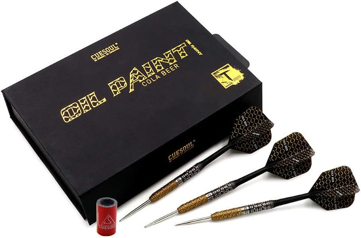 CUESOUL Steel Tip 90% Tungsten Dart Set mit Ölfarbe Finish und ROST Flights 21g COLA-BIER, 21g COLA-