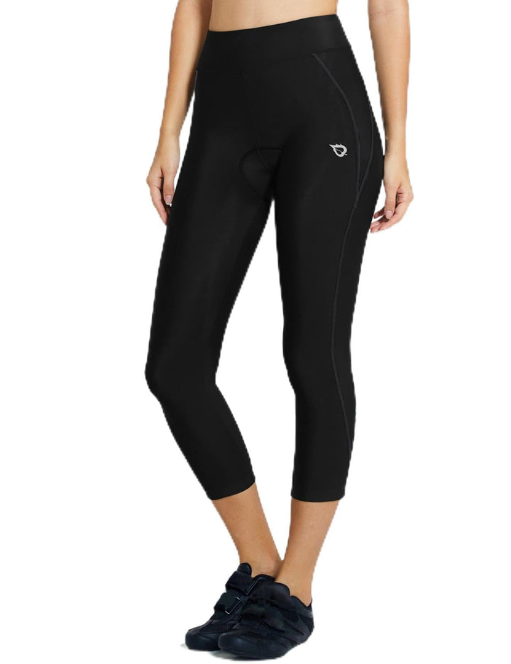 BALEAF Damen 3/4 Radlerhose Kurz Radhose Atmungsaktiv Fahrradhose Gepostert S 1-schwarz, S 1-schwarz