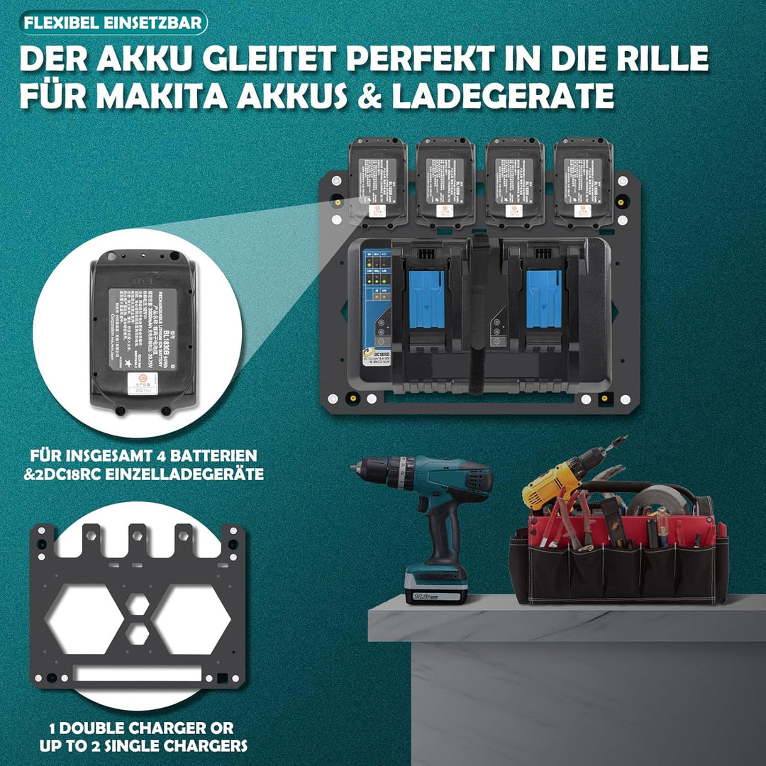 Wandhalterung für Makita ,Akku halterung für makita 4er Akkuhalter ,14,4V/18V Anwendbar auf makita w