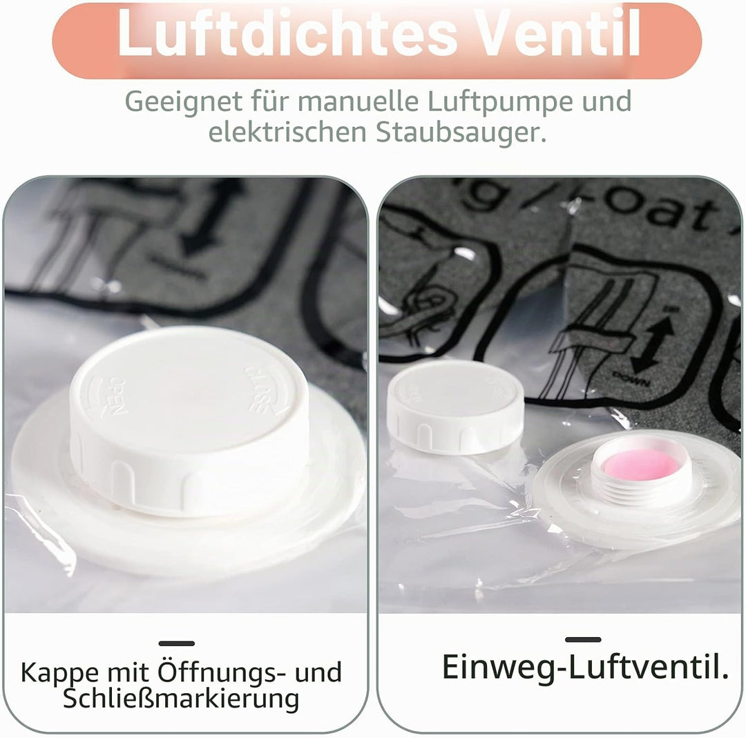 6 Stück Hängende Vakuumbeutel für Kleidung – 3x 67x90 cm + 3x 67x110 cm – Extra Dickes PA+PE Materia