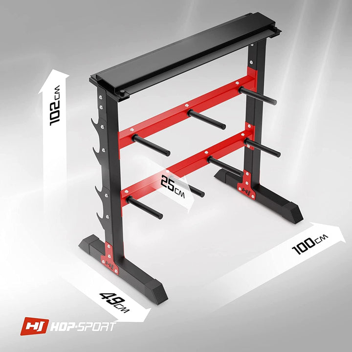 Hop-Sport Hantelständer Hantelscheiben-Ständer Ablage für Gewichte, Langhanteln und Kurzhanteln