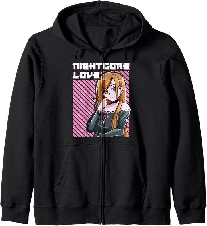Anime Girl Nightcore Love Japanese Music Aesthetic EDM Kapuzenjacke