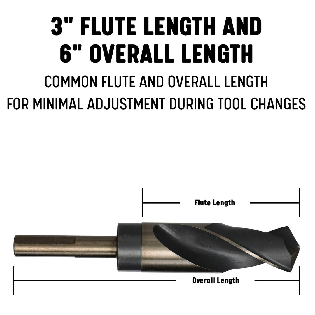 Drill America KFD-Bohrer mit reduziertem Schaft, Schnellarbeitsstahl, Schwarz & Gold, mit 1,27 cm Sc