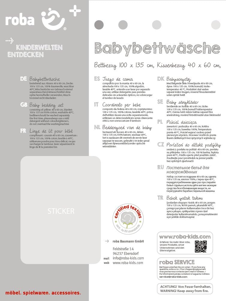 roba Bettwäsche 2-teilig Rock Star Baby 3 - Kinderbettwäsche 100 x 135 cm aus Baumwolle - Decken- &