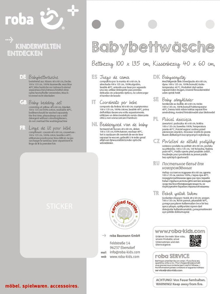 roba Bettwäsche 2-teilig Rock Star Baby 3 - Kinderbettwäsche 100 x 135 cm aus Baumwolle - Decken- &