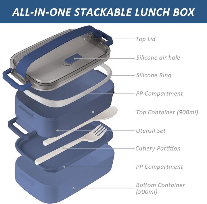 Lunchbox Erwachsene, Bento Box für Kinder, Brotdose Kinder mit Fächern, Brotzeitbox Kinder, Auslaufs