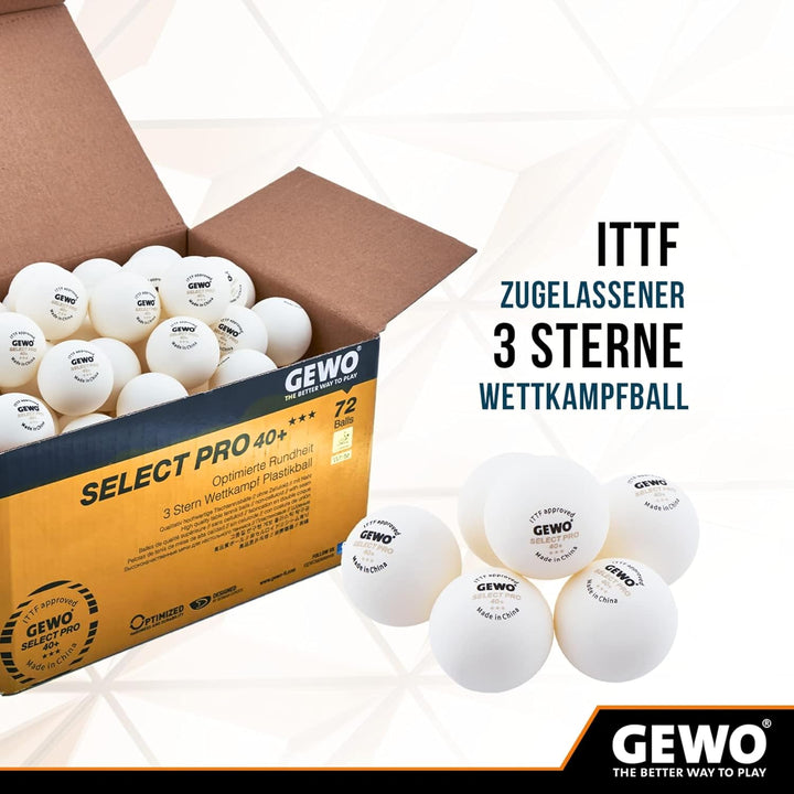 GEWO Select Pro 40+ Tischtennisball 72 Stück Weiss, 72 Stück Weiss