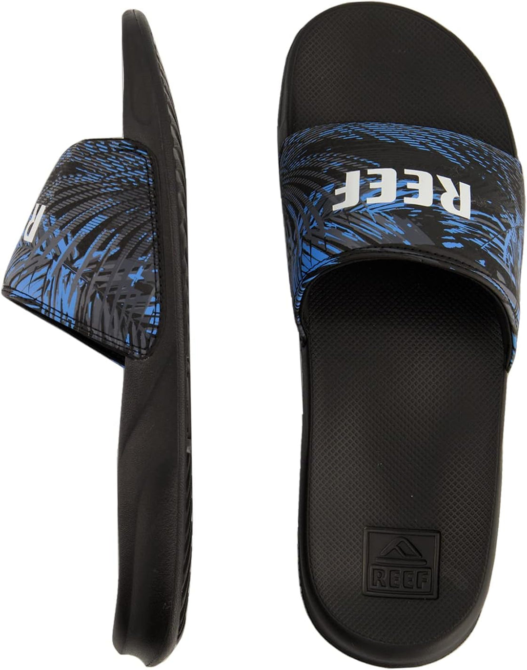 Reef Men's One Slide Flip Flop Sandal Grey Tan 40 EU Black Faded Palm, 40 EU Black Faded Palm