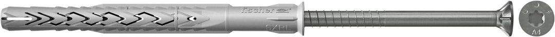 fischer Langschaftdübel SXRL 10x60 T R, Dübel mit Senkkopfschraube aus nicht rostendem Stahl (50 Stk