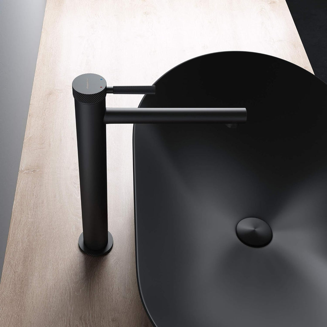 Mai &amp; Mai Armatur Waschtischarmatur WAO-7601-H in Schwarz matt Waschbeckenarmatur 30,5 cm hoch Einhe