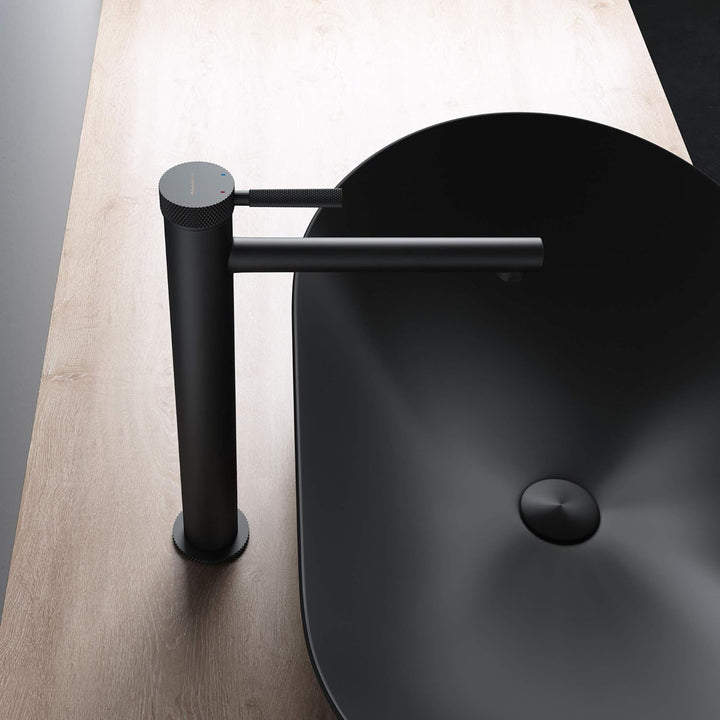 Mai &amp; Mai Armatur Waschtischarmatur WAO-7601-H in Schwarz matt Waschbeckenarmatur 30,5 cm hoch Einhe