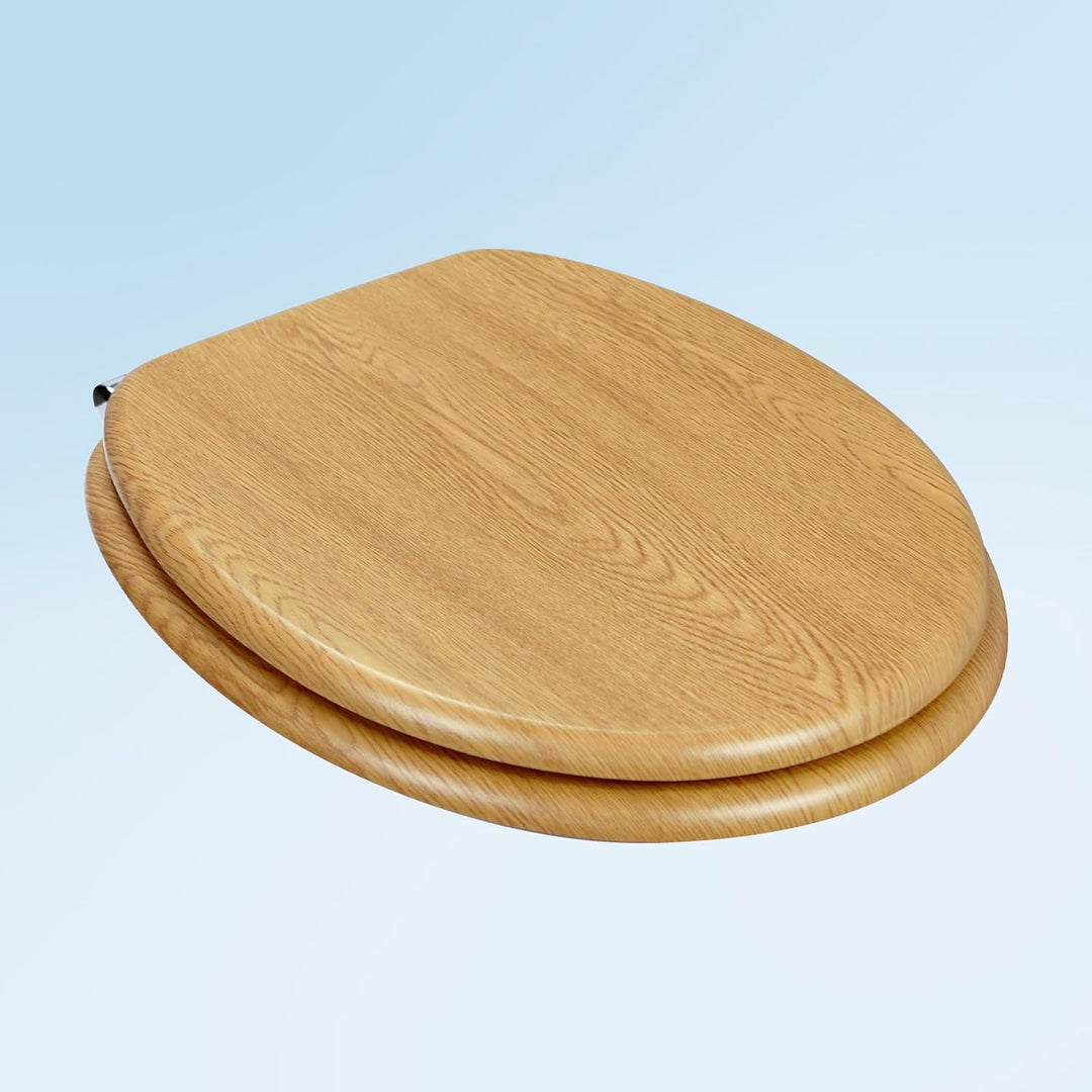 WC-Sitz mit Absenkautomatik, Toilettendeckel aus stabilem MDF-Holzkern, Verstellbare Scharniere aus