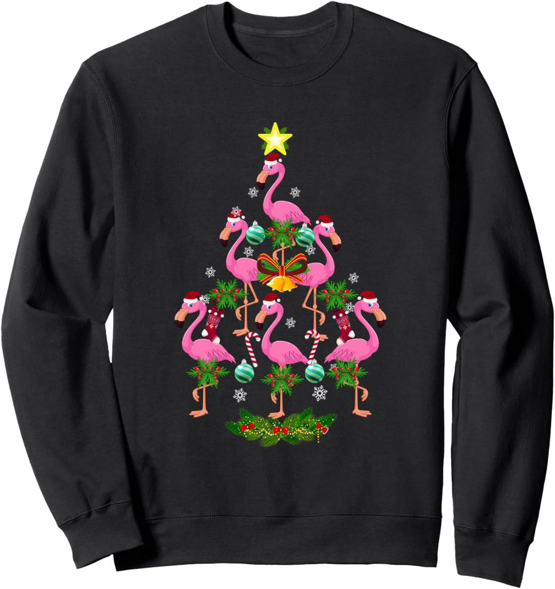 Weihnachten lustige Flamingos Weihnachtsbaum Sweatshirt