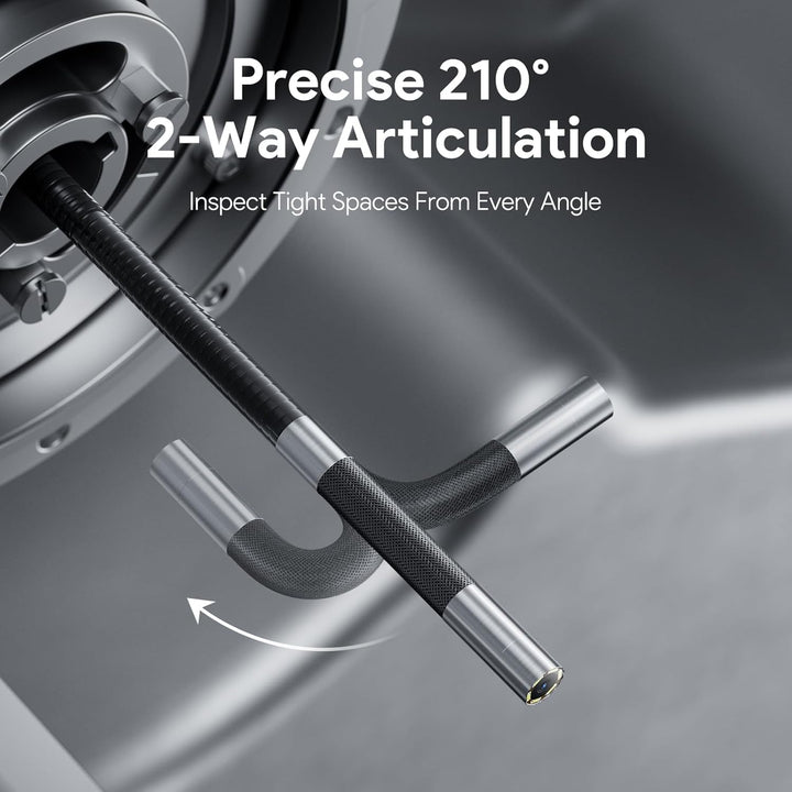 DEPSTECH 210° Drehbare Endoskopkamera mit Licht, 5" IPS-Bildschirm Endoskop Beweglicher Kopf, 6,2mm