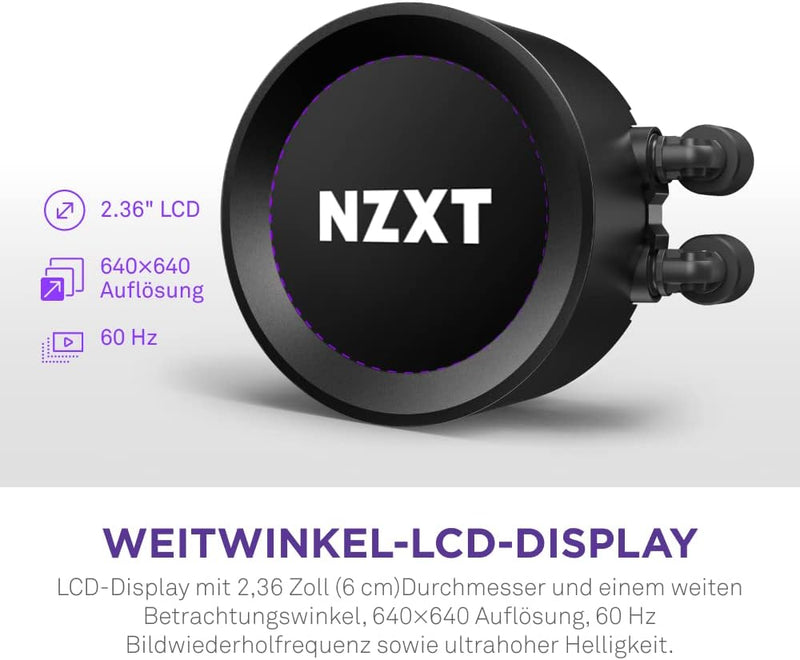 NZXT Kraken Elite 240 RGB - RL-KR24E-B1-240mm AIO CPU Wasserkühlung - 2,36" LCD Display 640x640-2x12