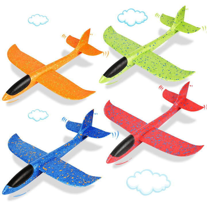 VCOSTORE Styroporflieger Wurfgleiter Kinder - 4 Stück Flugzeug Spielzeug Styropor Segelflieger Gross