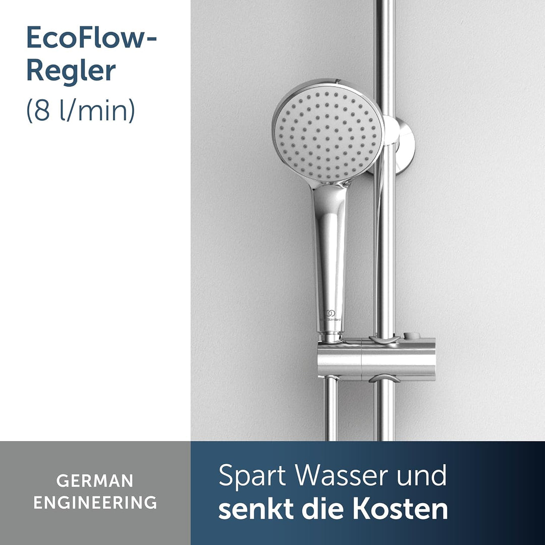 Ideal Standard B9402AA Handbrause, Anschlussgewinde G1/2, verchromt 1-Funktionshandbrause (aerosolar