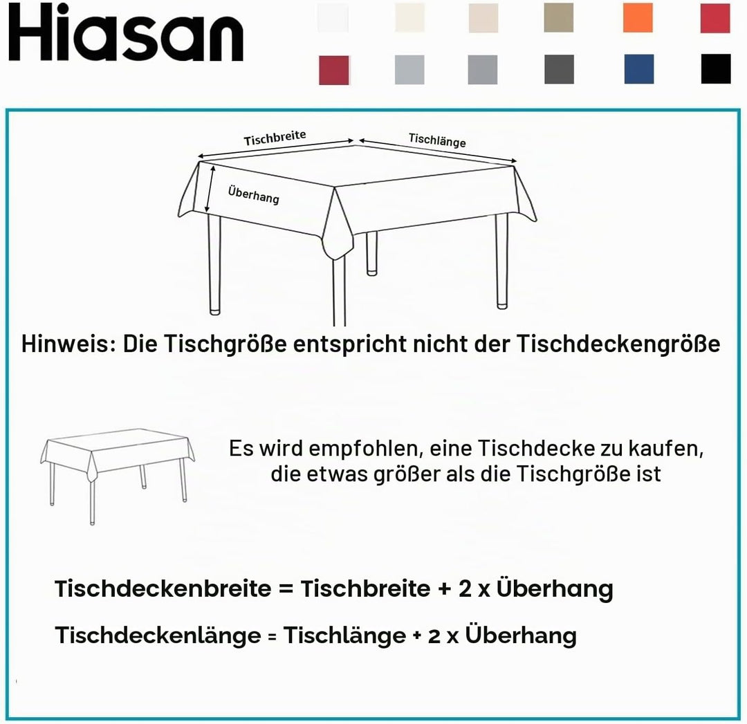Hiasan Glatt Tischdecke Fleckenabweisend Tischtuch mit Lotuseffekt Leicht Wasserabweisend Tischwäsch