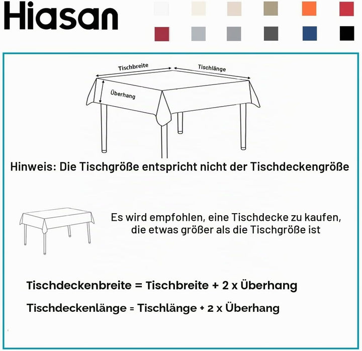 Hiasan Glatt Tischdecke Fleckenabweisend Tischtuch mit Lotuseffekt Leicht Wasserabweisend Tischwäsch