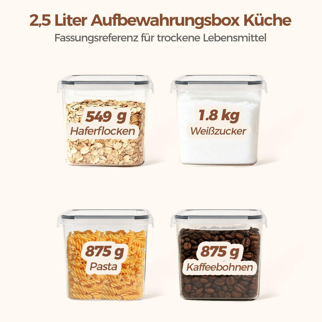 ComSaf Mehl Aufbewahrung 2.5L 3Pcs, Vorratsdosen mit Deckel luftdicht, Vorratsbehälter, luftdichte A